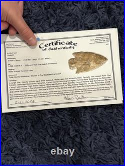 Authentic Native American Indian Artifact, OK Haskell Arrowhead /w 2 COAs