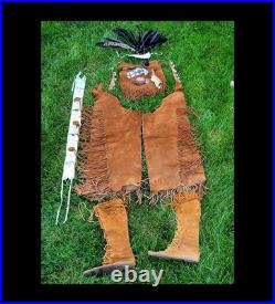 Authentic Native American Leather Beaded Ceremonial Rain Dance Outfit