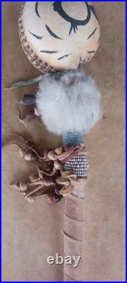 Awesome Native American Shaman Rattle Rawhide Very Nice