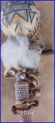 Awesome Native American Shaman Rattle Rawhide Very Nice