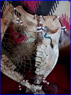 Awesome Vintage Native American Buffalo Jaw Bone Dreamcatcher One Of A Ki Nd