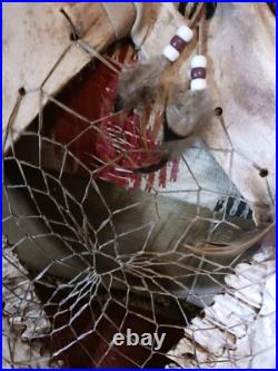 Awesome Vintage Native American Buffalo Jaw Bone Dreamcatcher One Of A Ki Nd