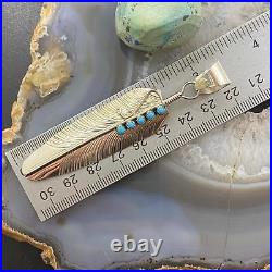 B. Begay Native American Sterling Silver Feather withTurquoise Unisex Pendant