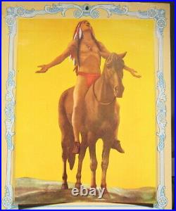 BIG Never Used 1936 Native American Warrior on Horse Has All 12 Months Calendar