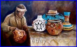 Beautiful Original Native American Indian Oil Painting Leland Castro