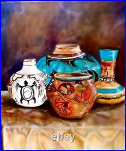 Beautiful Original Native American Indian Oil Painting Leland Castro