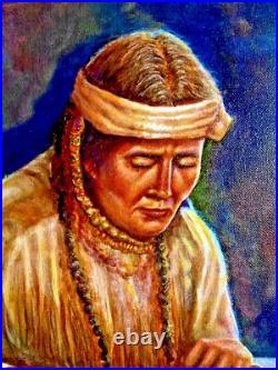 Beautiful Original Native American Indian Oil Painting Leland Castro