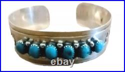 Beautiful Turquoise Native American Cuff Bracelet 925 Sterling Silver Carol S