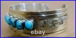 Beautiful Turquoise Native American Cuff Bracelet 925 Sterling Silver Carol S