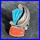 Bernadette Eustace Cochiti Sterling Silver Turquoise Coral Leaf Ring vintage 6.5