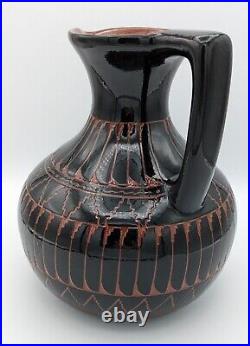 Billy Dennison Navajo Native American Indian Etched Pottery Pitcher, 8, Signed