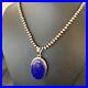 Blue Lapis Pendant Native American Navajo Pearls Sterling Silver Necklace 11720