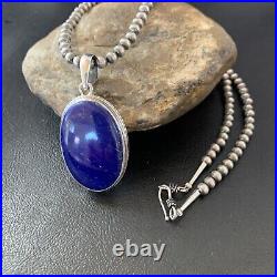 Blue Lapis Pendant Native American Navajo Pearls Sterling Silver Necklace 11720