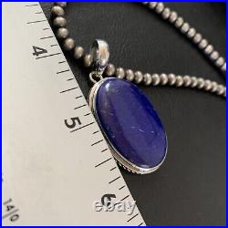 Blue Lapis Pendant Native American Navajo Pearls Sterling Silver Necklace 11720