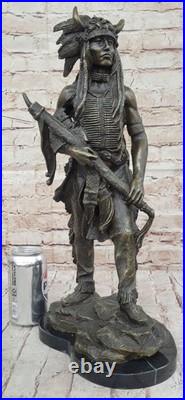 Bronze Marble Sculpture Statue Native American Indian Lost Wax Method Sale
