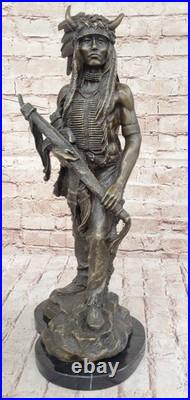 Bronze Marble Sculpture Statue Native American Indian Lost Wax Method Sale