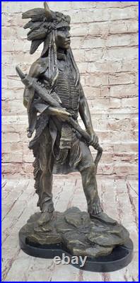 Bronze Marble Sculpture Statue Native American Indian Lost Wax Method Sale