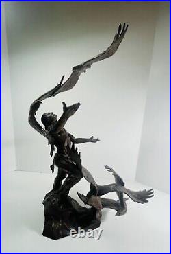 Buck McCain Bronze Soaring Spirit Native American Indian with Eagles