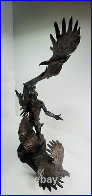 Buck McCain Bronze Soaring Spirit Native American Indian with Eagles