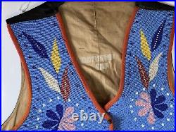 C. 1840 Kutenai Indian Fully Beaded Native American Man's Leather Hide Vest