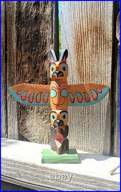 C1930-50s NWC TOTEM POLE GENUINE INDIAN MADE 6.5 x 6 EXCELLENT RARE