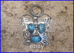 Chaco Canyon Kingman Turquoise Butterfly pendant sterling silver