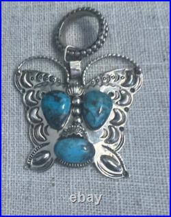 Chaco Canyon Kingman Turquoise Butterfly pendant sterling silver