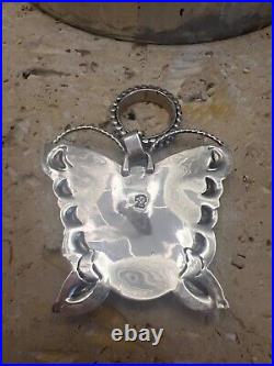 Chaco Canyon Kingman Turquoise Butterfly pendant sterling silver