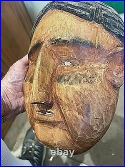 Cherokee Booger Mask Replica #1 Female. Basswood. Hand Carved. Made to wear