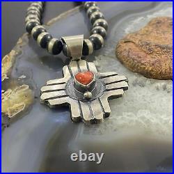 Chimney Butte Native American Sterling Silver Spiny Oyster Heart Zia Pendant