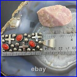 Chimney Butte Sterling Silver Coral, Cross and Raindrops Unisex Pendant Necklace