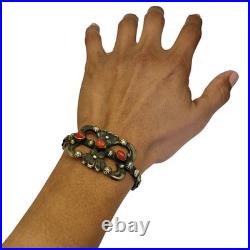 Cold Chisel Navajo CHIMNEY BUTTE Sterling Silver CORAL Bracelet