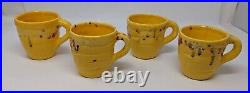 Creek Nation Indian Pottery Yellow Red Drip Mugs Sugar Creamer Vintage Frankoma