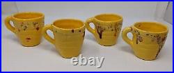 Creek Nation Indian Pottery Yellow Red Drip Mugs Sugar Creamer Vintage Frankoma