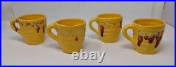 Creek Nation Indian Pottery Yellow Red Drip Mugs Sugar Creamer Vintage Frankoma