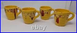 Creek Nation Indian Pottery Yellow Red Drip Mugs Sugar Creamer Vintage Frankoma