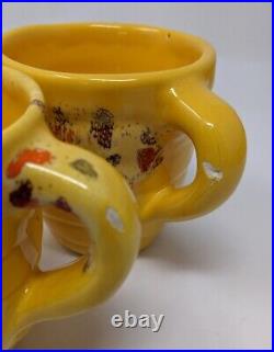 Creek Nation Indian Pottery Yellow Red Drip Mugs Sugar Creamer Vintage Frankoma