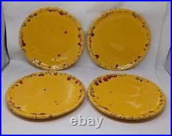 Creek Nation Pottery Indian Yellow Red Drip Plates and Bowls Vintage Frankoma