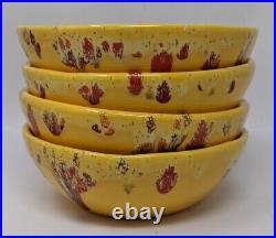 Creek Nation Pottery Indian Yellow Red Drip Plates and Bowls Vintage Frankoma