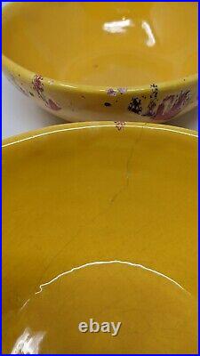 Creek Nation Pottery Indian Yellow Red Drip Plates and Bowls Vintage Frankoma