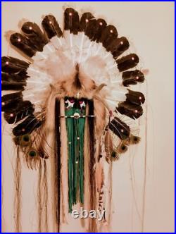 Deer Dancer Native American inspired feather Mask hand made by Red Coyote