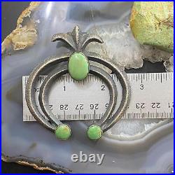 E. S. Mitchell Native American Sterling Silver Sandcast WithTurquoise Naja Pendant