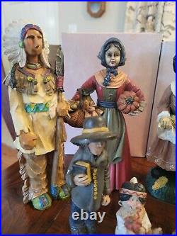 Early 2000's Thanksgiving Native American Pilgrim Statue Decor