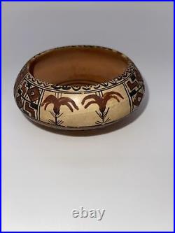 Early Native American Polychrome Pottery Bowl (Mosquito) Unsigned