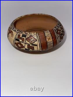 Early Native American Polychrome Pottery Bowl (Mosquito) Unsigned