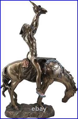 Ebros Large Native American Vision Quest Warrior On Horse With Skull Statue 25