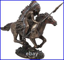 Ebros Tribal Native American Indian Chief Warrior with Trailer War Bonnet Eagle