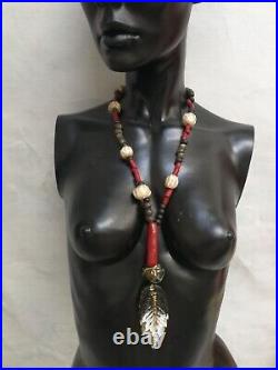 Ethnic jewelry tribal necklace beads hopi style natives american feather eagle 1