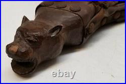 Folk Art Fireplace Bellows Native American Indian, Bear & Beaver 19 x 7-inches