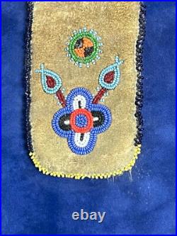 Framed Native American Buckskin Beaded Puzzle Pouch